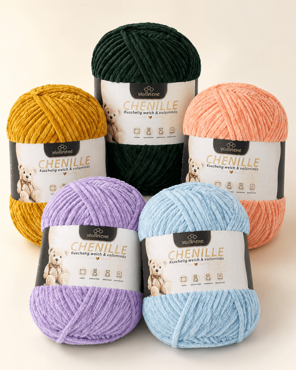 Wollbiene Chenille 250 g – kuschelweiche Chenille Wolle